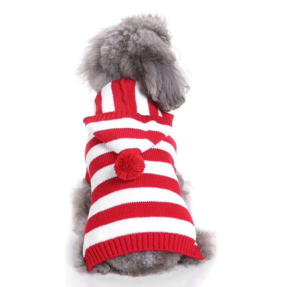 S-Lifeeling Red and White Striped Dog Sweater