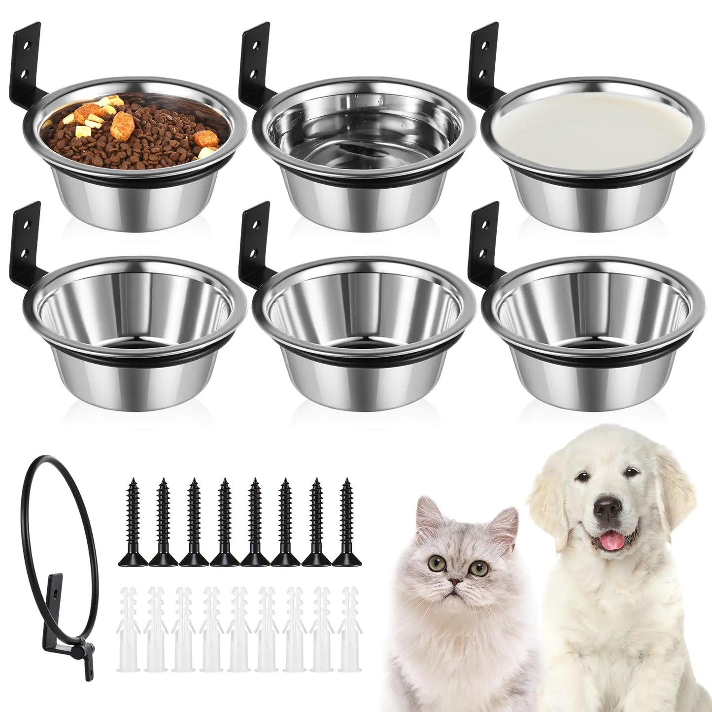 6 Pack Elevated Dog Bowls 25 oz Wall Mounted