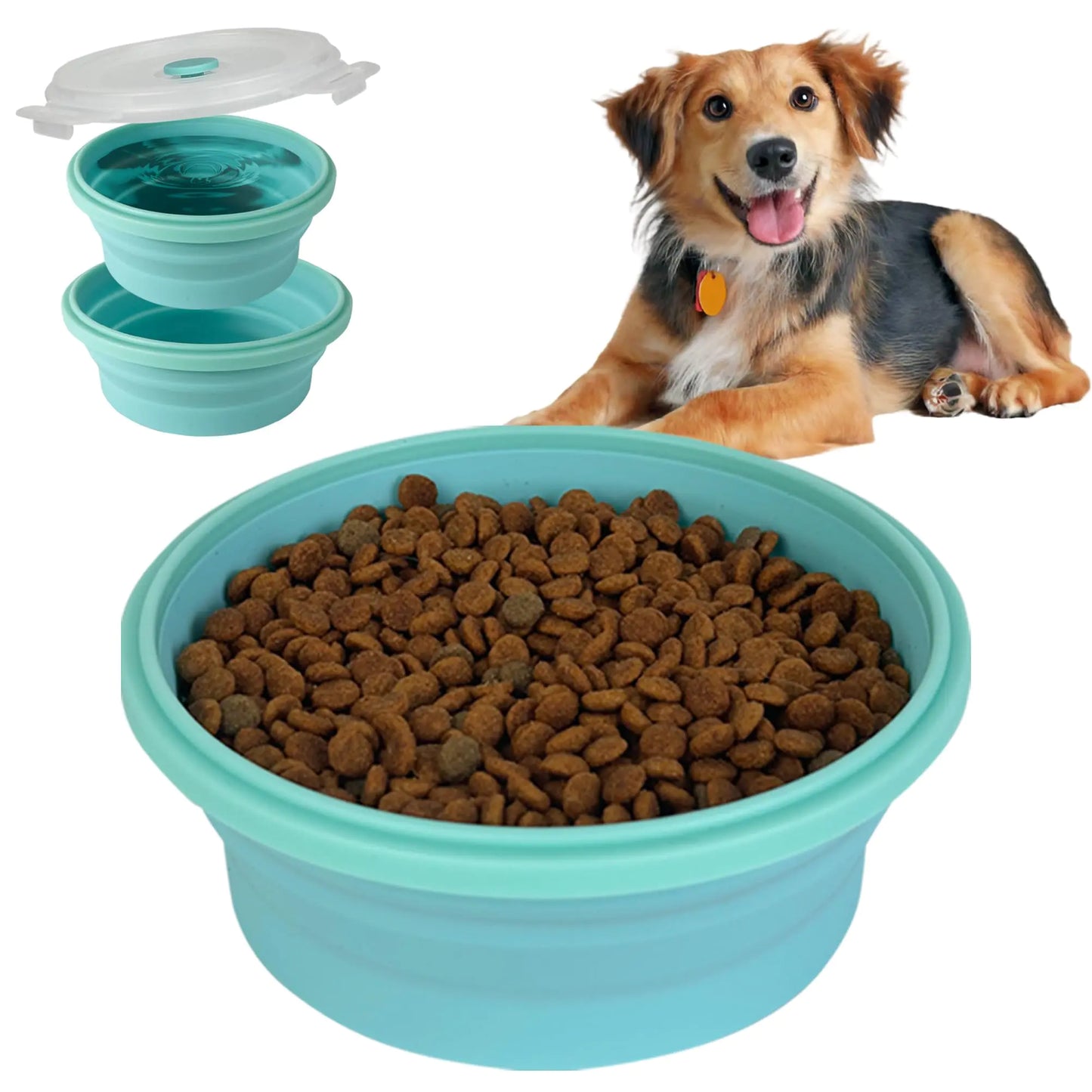 AVERYDAY Set of 2 Collapsible Dog Bowls with Lids 45 oz