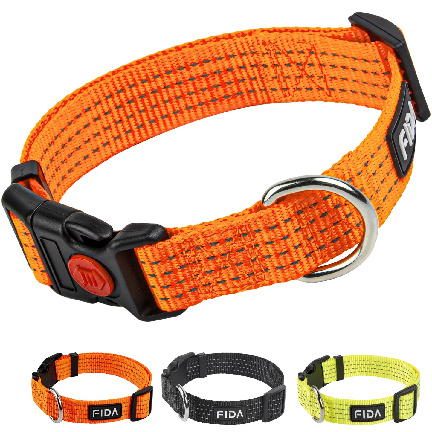 Fida Reflective Dog Collar (Small Neon Orange)