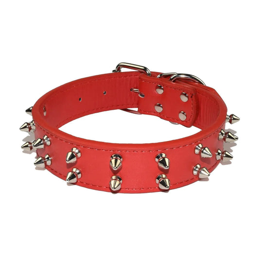 Dogs Kingdom 20-22 Large Spikes Leather Dog Collars Studded Dog Collar