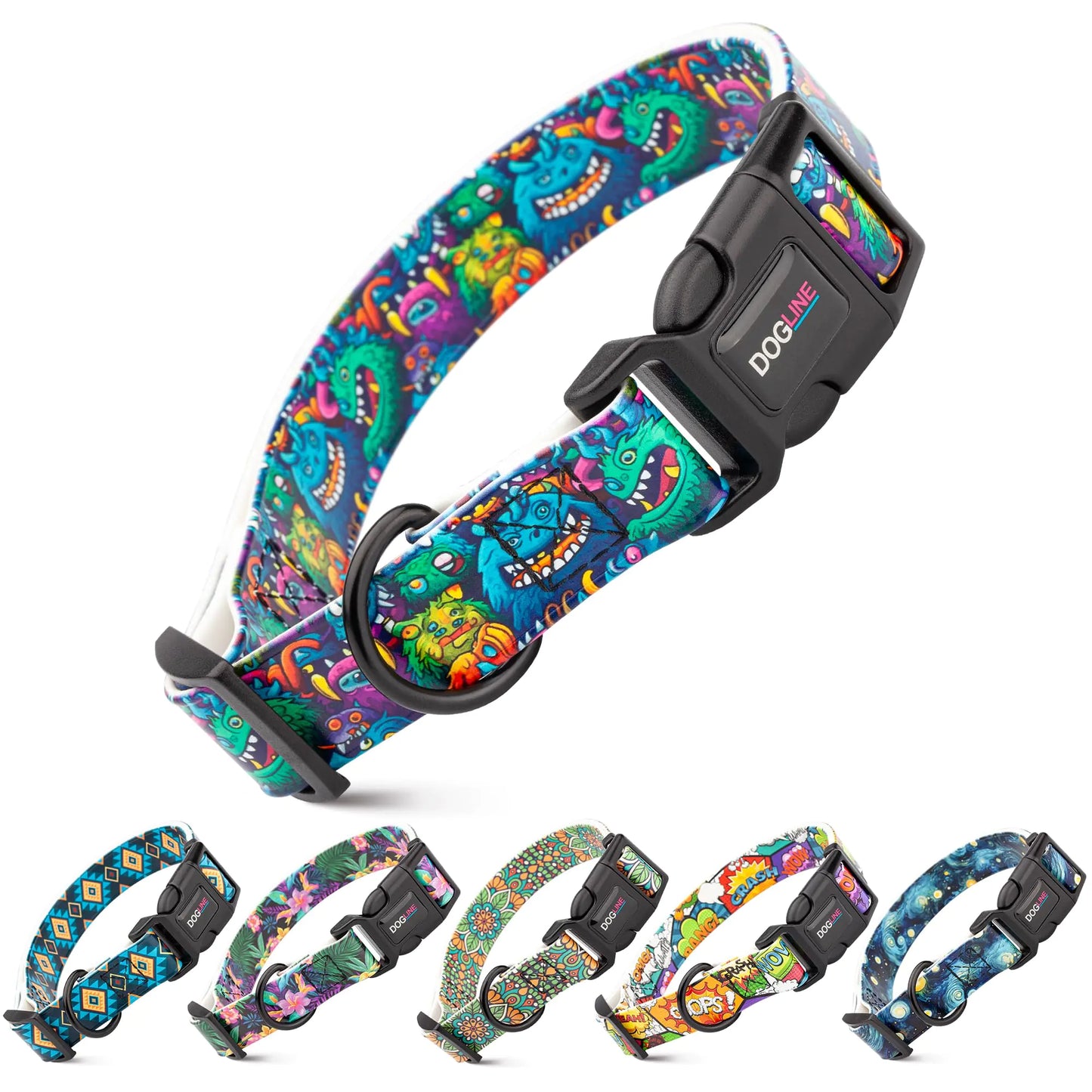 DOGLINE Biothane Waterproof Quick Release Dog Collars (Monsters 3/4" W by 12-19" L)