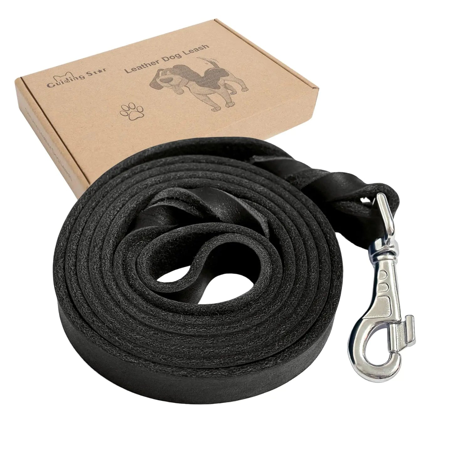 Leather Dog Leash 6ft Dog Leashes for Large Dogs (6ftx1inch Black)